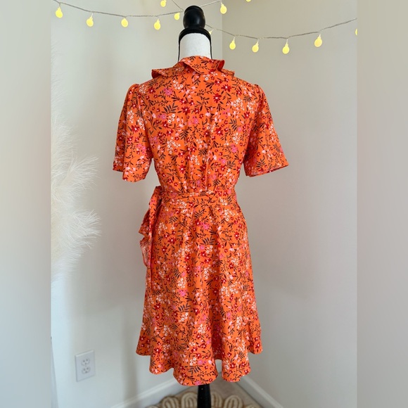 Draper James Orange Wrap Sundress with Flutter Sleeves - Picture 4 of 5